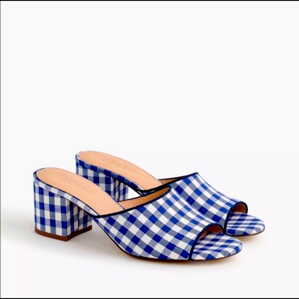 NWOB J. Crew All-Day blue Gingham slides